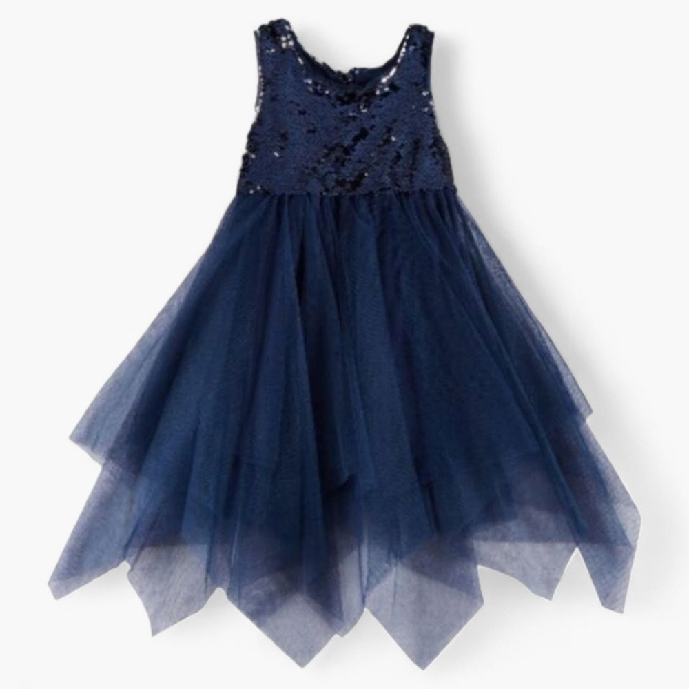 RMLA Blue Sleeveless Sequins Mesh Dress